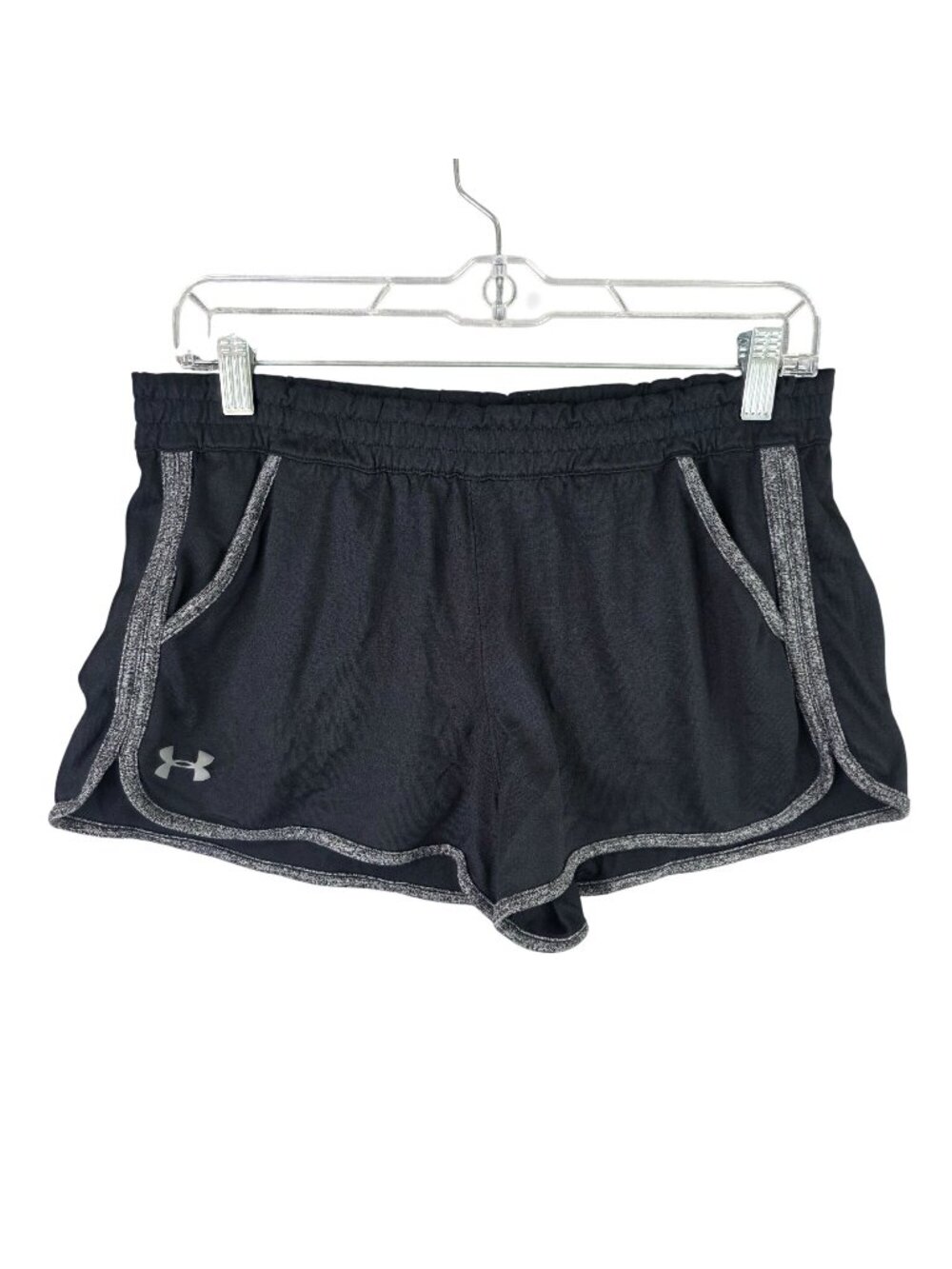 Womens Under Armour Black & Gray Loose Fit Shorts Heat Gear 3" Inseam Size L